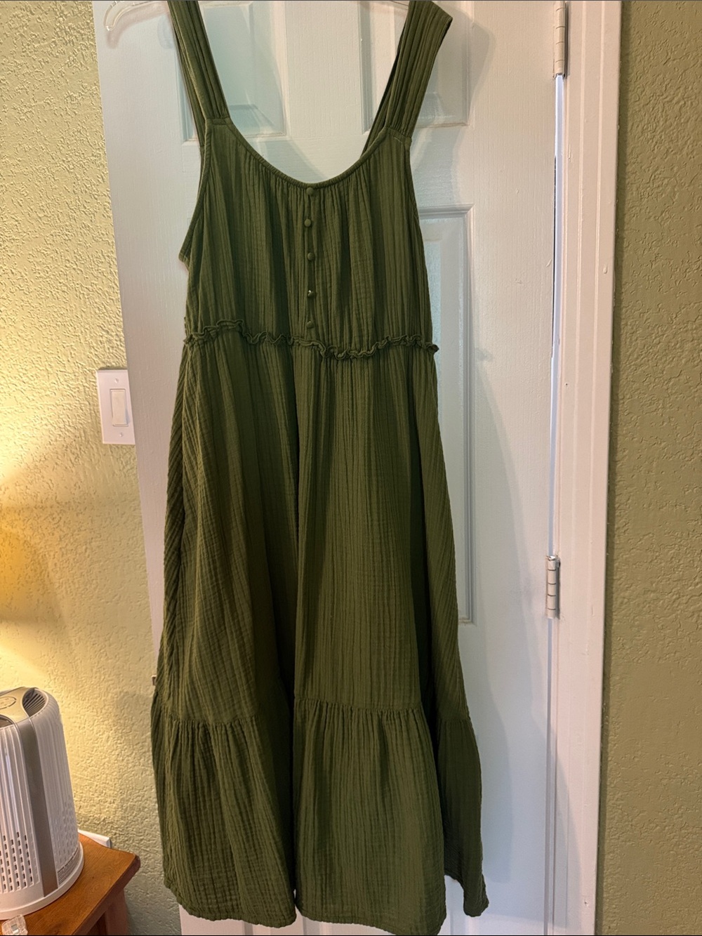 Olive Green Tiered Maxi Sundress